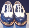 Bari Navy/white wing tip gold toe golf shoes