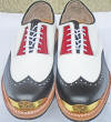 Black/white/red lizard gold toe golf shoes