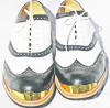 VENICE Black /white wing tip gold toe golf shoes