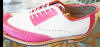 Verona Pink/ white wing tip gold toe golf shoes