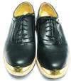 Anacapri Black Gold Toe Goldf Shoes with Black Lizard skin trim