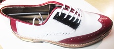 Bari Navy-white-Burgandy Lizard gold toe golf shoes